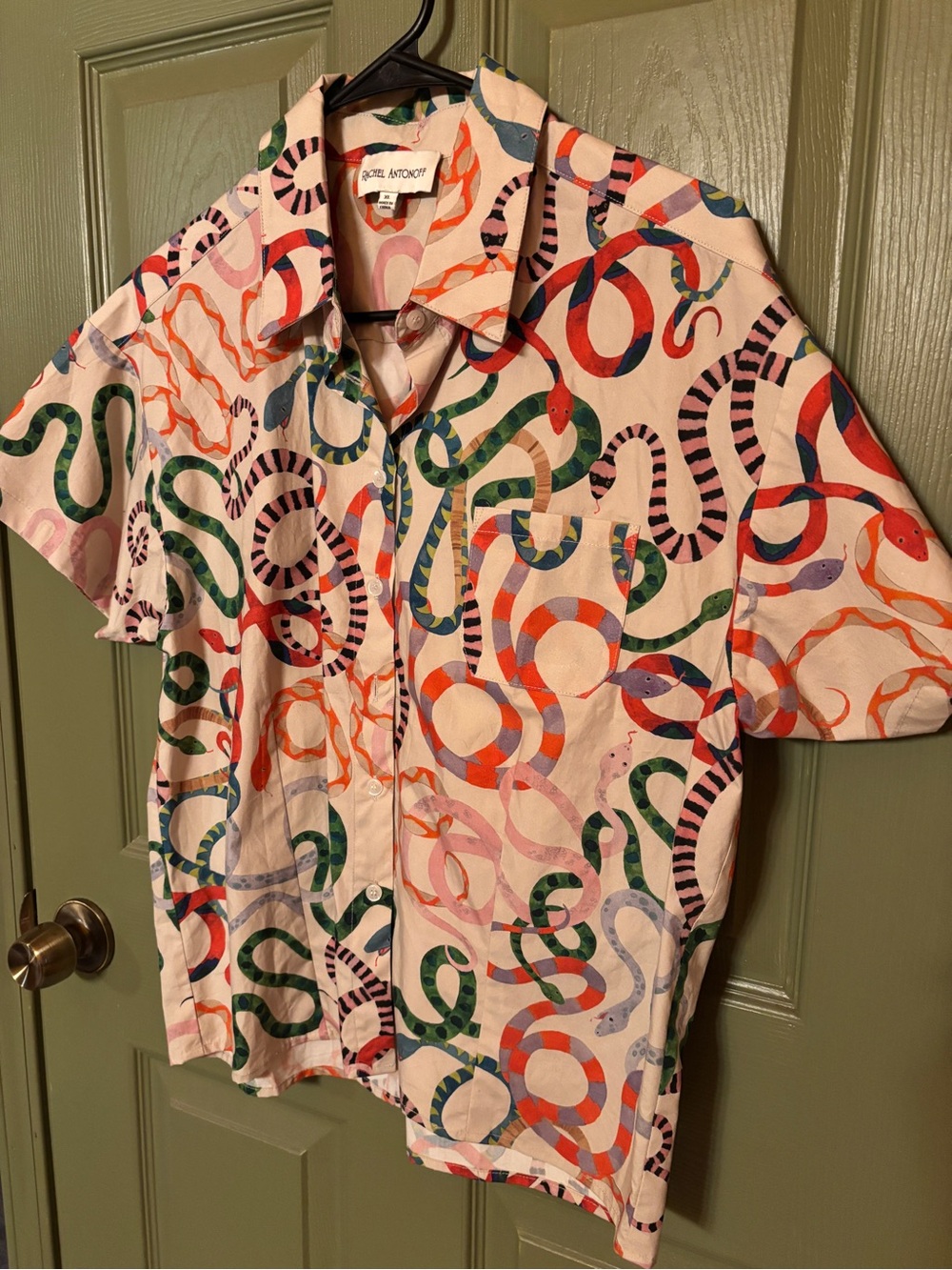 RARE-Rachel Antonoff Short-Sleeve Multicolor Snake Print Camp Shirt - Women's - Picture 3 of 5